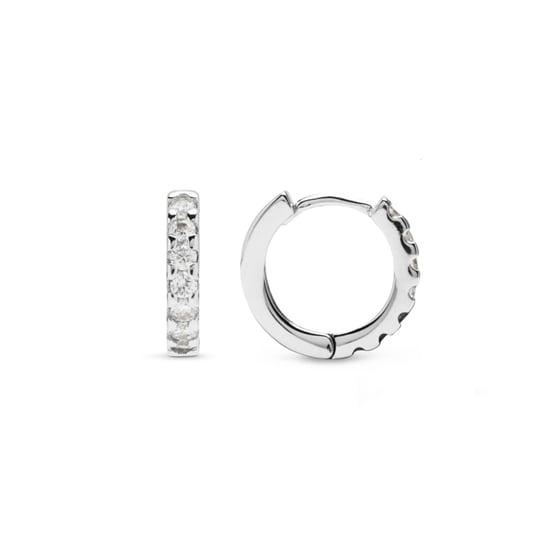 Luxenter hoepel oorbellen, 925 sterling zilveren meri en gerhodineerd gepolijste cubic zirconia afwerking - Image 1