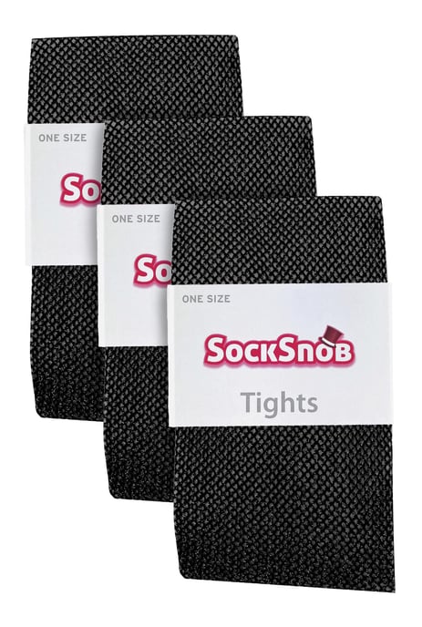 Sock Snob - Dames Fishnet Panty's 3 Paar | Stijlvolle Kousen voor Dansfeesten - Zwart - Image 2