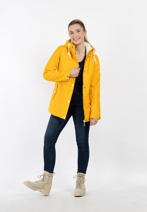 Dreimaster Regenjas met teddy voering Dames zonnig geel - Image 1
