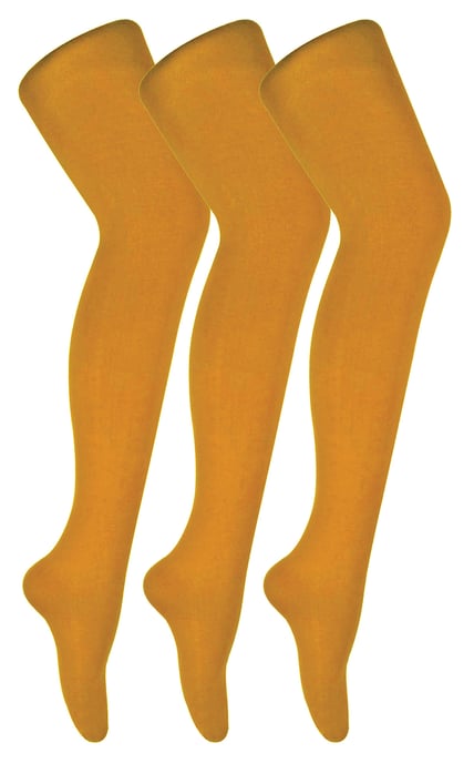 3 paar dames gekleurde ondoorzichtige 80 denier panty's - Mosterd - Image 1