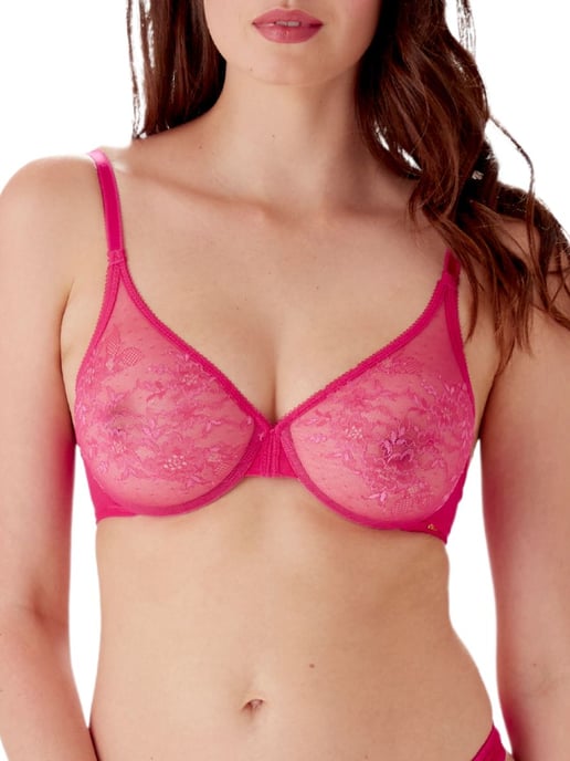 Glossies Lace Moulded Bra - Hot Pink