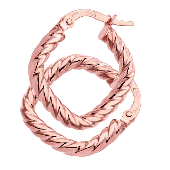 9ct Rose Gold Twist Square Hoop Earrings