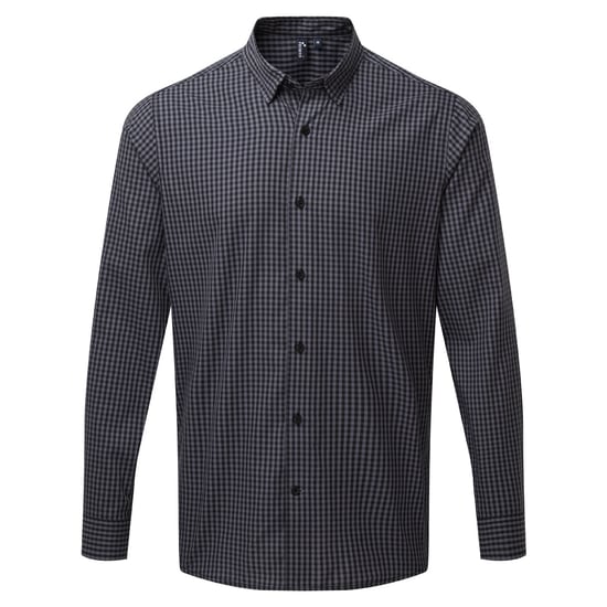 Premier Heren Maxton Check Shirt met lange mouwen (Staal/Zwart) - Image 1