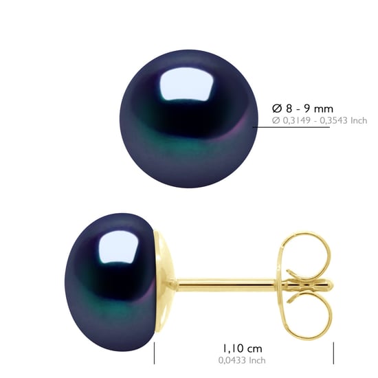 Oorbellen - Geel Goud 750 (18 Krt Echte Gekweekte Zoetwaterparels Knop 8-9 mm - Image 2