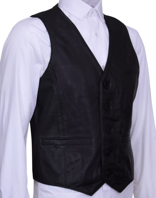 Tan Leather Waistcoat Formal Traditional Gilet Vest