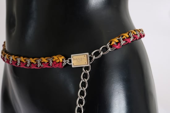 Dolce & Gabbana Damesriem van Rood Geel Leer Kristal - Image 4