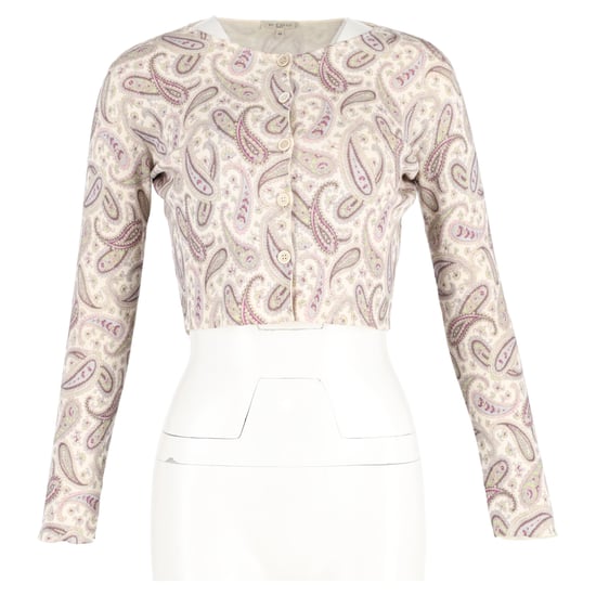 Etro Korte Paisley Cardigan in Beige Wol - Image 4