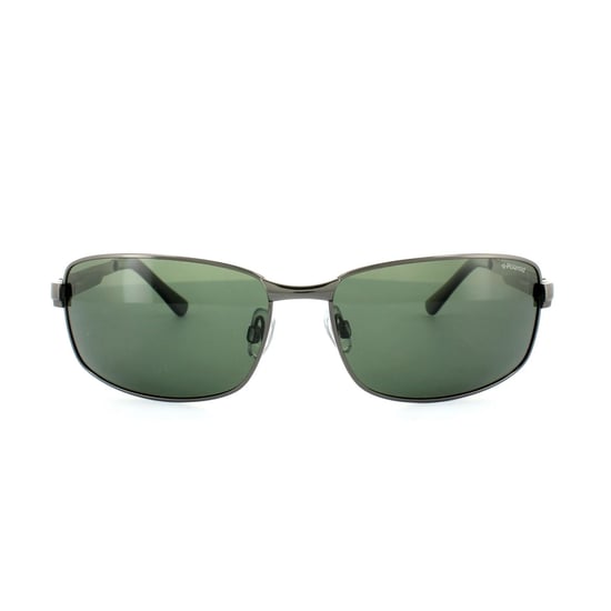 Polaroid Rectangle Mens Dark Gunmetal Green Polarized Sunglasses