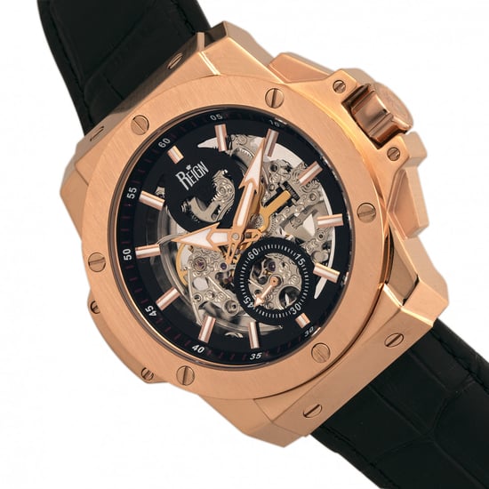Reign Commodus Automatic Skeleton Leather-Band Watch