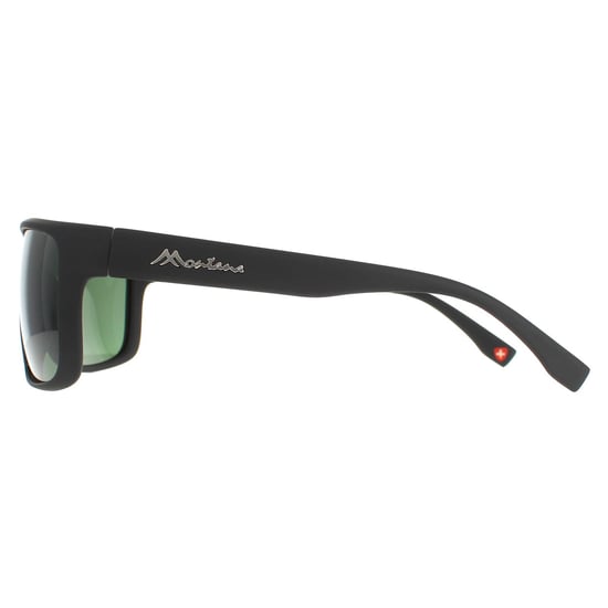Montana Rectangle Mens Matte Black Green Polarized SP314