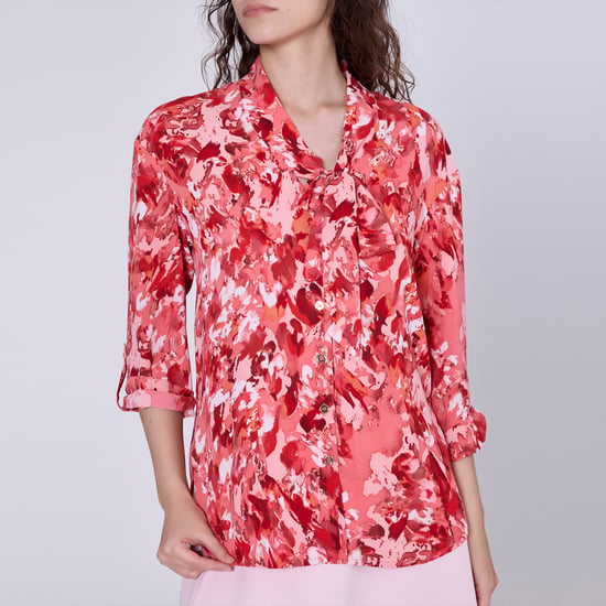 Ascot-tie blouse en abstracte print - Image 5