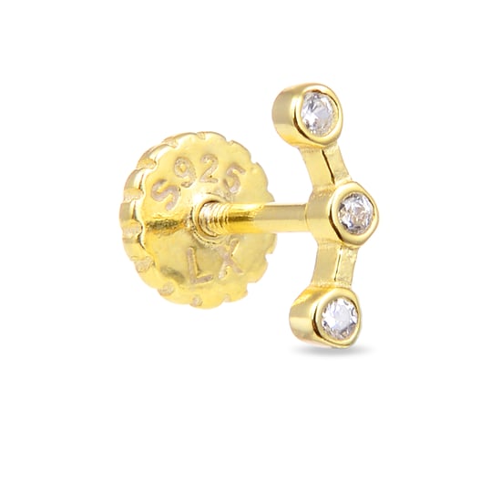 Luxe piercing, 925 sterling zilveren rand en glanzende zirkonia met 18 karaat geelgouden afwerking - Image 1