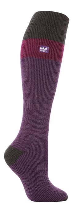 Heat Holders - Dames kniehoge thermo skisokken - Paars / Houtskool - Image 1