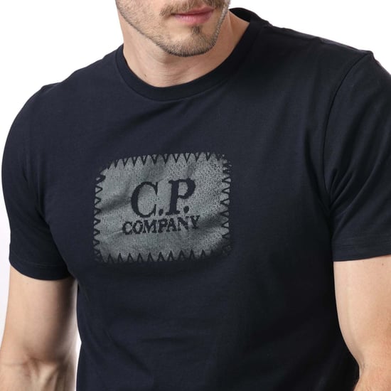 Men's C.P. Company Box Centre Logo T-Shirt in Navy