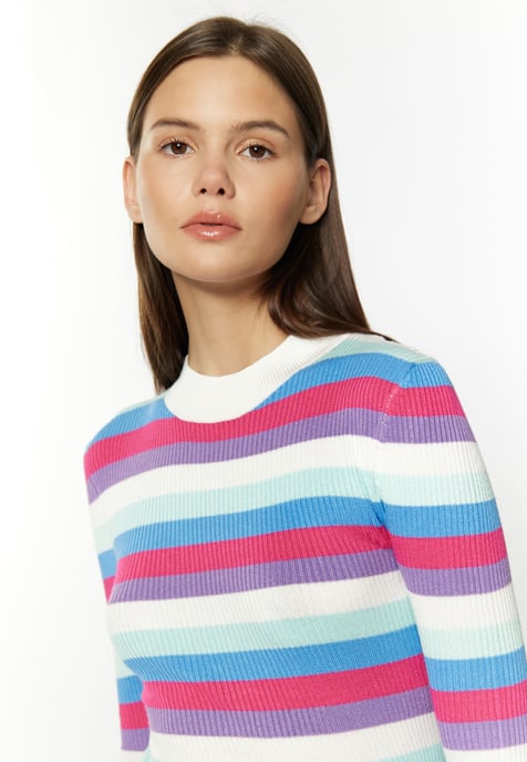 Mymo Gebreide jurk Dames Wol Wit Veelkleurig - Image 5