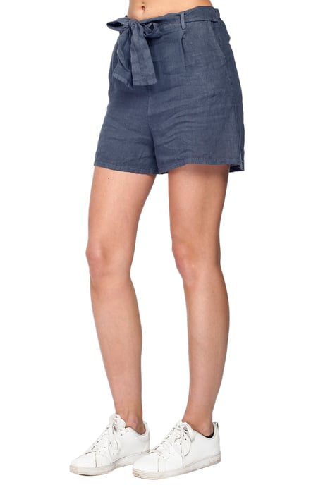 Pure linen shorts with belt