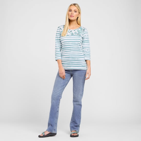 Peter Storm Womens Patsy Tee with 3/4 Sleeves & Scooped Neck, 100% Cotton Casual T-Shirt