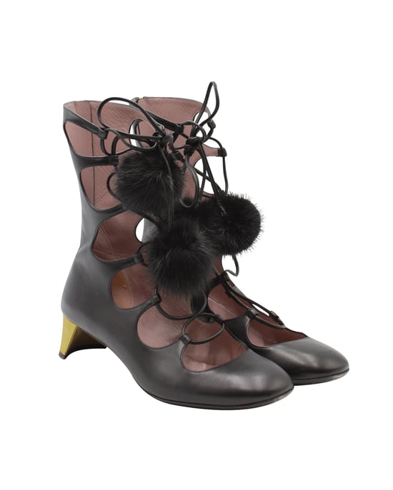 Gucci Heloise Lace-up Gladiator Boots In Black Leather - Image 5