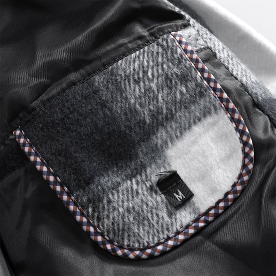 Heren lange slim fit geruite winter dikke jas met sjaalkraag wit - Image 6