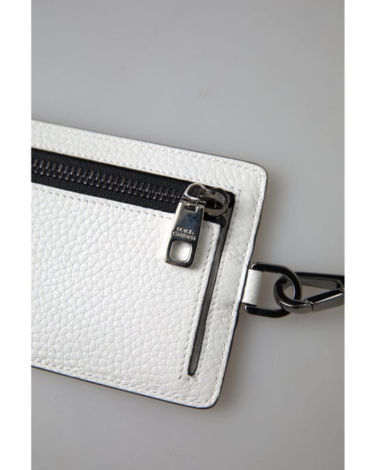 Logo-Embossed  Leather Card Holder with Lanyard