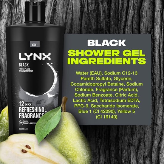 Lynx Black Shower Gel with Frozen Pear & Cedarwood HD Fragrance 700ml, 6 Pack