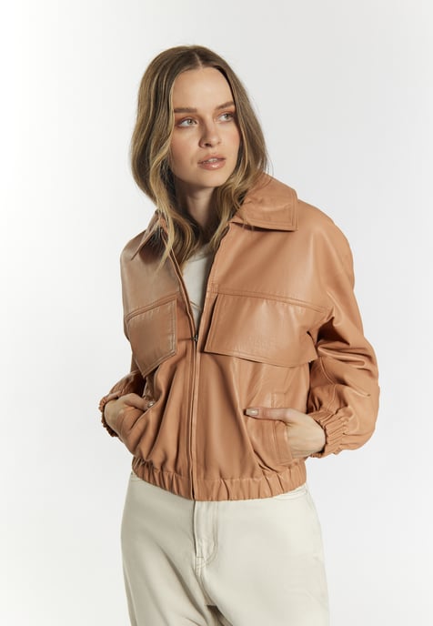 Dreimaster Leren blouson Dames Kameel - Image 3