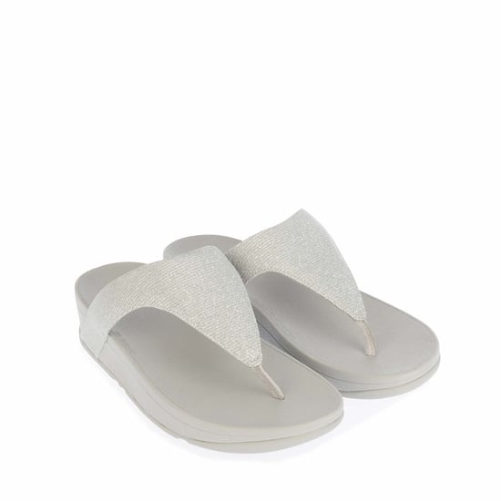Women's Fit Flop Lottie Glitzy Toe Thong Sandals in Silver