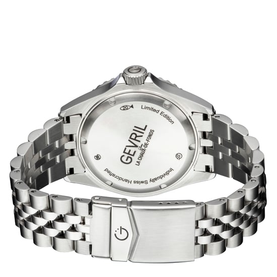 Gevril Men's Wall Street BLK Dial BLK Ceramic Bezel Stainless Steel Bracelet