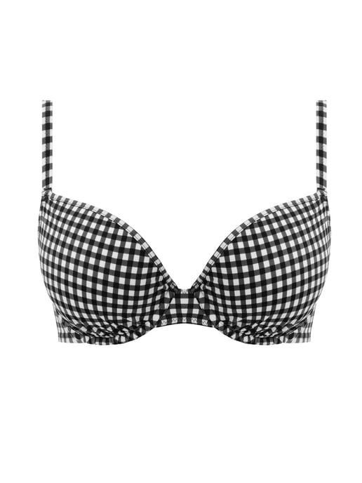 Freya niet-voorgevormde geruite beugel bikinitop Check In zwart/wit - Image 4