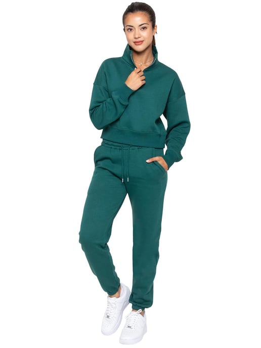 Enzo | Sweatshirt met halve rits voor dames - Bosgroen - Image 4