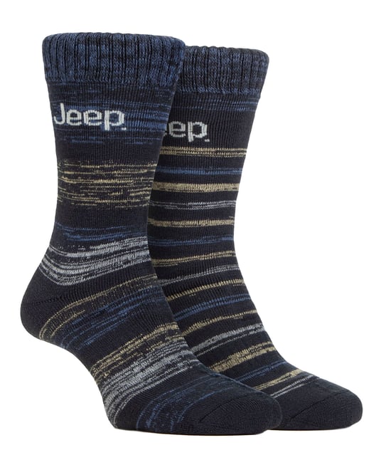 Heren Thermische Wintersokken | Jeep | Dikke Geribbelde Ontwerp Warme Gebreide Boten Sokken | Chunky Prestatie Sokken - Blauw / Marine - Image 1