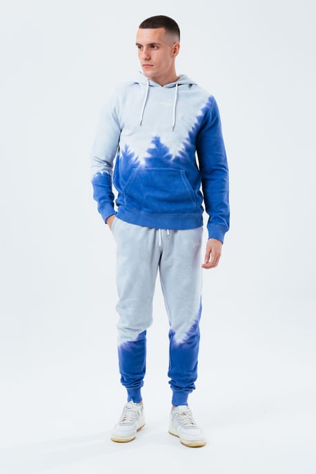 Hype Grey Navy Tie Dye Scribble Logo Men'S Pullover Hoodie