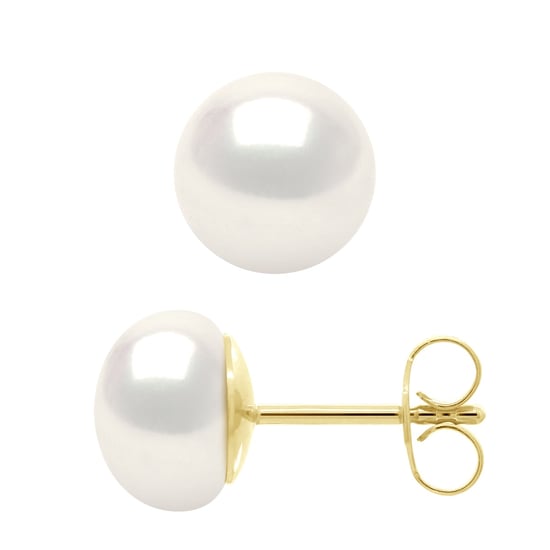 Oorbellen - Geel Goud 750 (18 Karaat Echte Gecultiveerde Zoetwaterparels Knop 8-9 mm) - Image 1