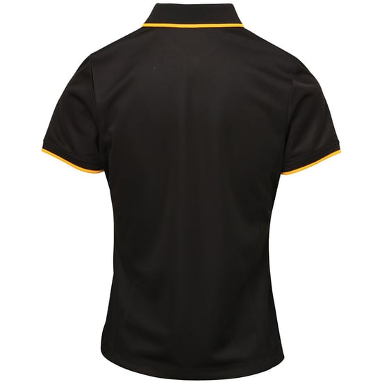 Premier Dames/dames Contrast Coolchecker Poloshirt (Zwart/Zonnebloem) - Image 2