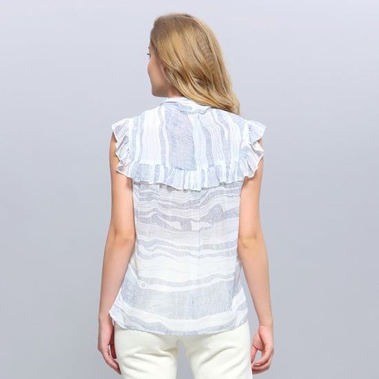 Lineaire golfprint ruches top - Image 3