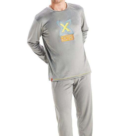 Men's long-sleeved round-neck velvet pajamas MU3
