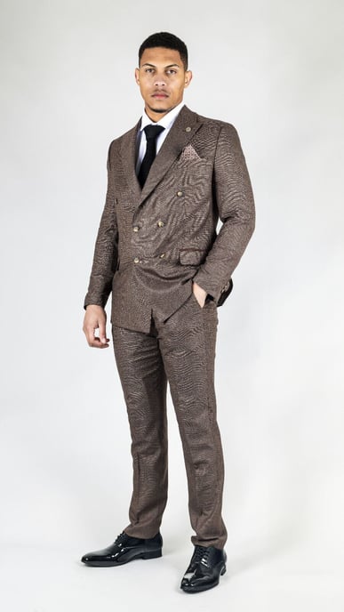 Men's Classic Brown Double Breasted 2-Piece Suit
