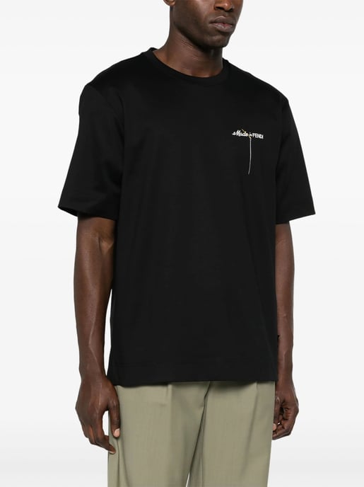 Fendi Made in Fendi Logo Geborduurd T-shirt in Zwart - Image 3