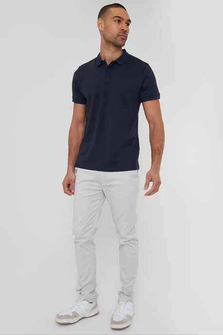 Navy 'Donora' Textured Cotton Rich Polo Shirt