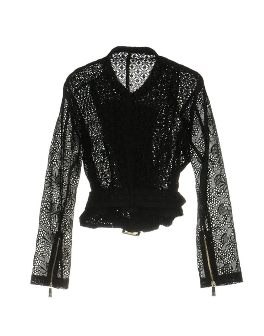 Pinko Black Silk And Lace Biker Jacket