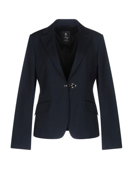 Fay Dark Blue Cotton Single Breasted Blazer