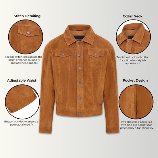 Mens Tan Goat Suede Leather Jacket- Nurmes