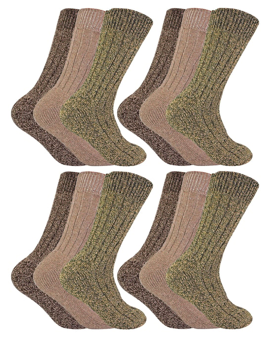 Sock Snob - 12 paar wollen laarzensokken voor heren - Bruin - Image 1