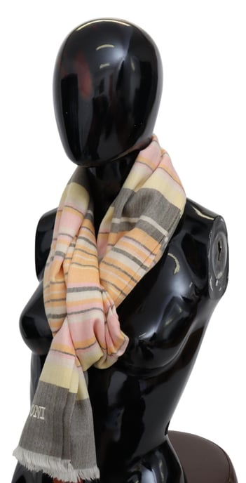 Missoni Heren Multicolor Gestreepte Cashmere Unisex Wrap Sjaal - Image 2