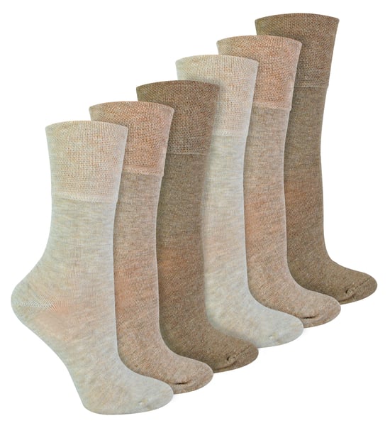 IOMI - Set van 6 bamboesokken voor diabeten voor dames - Beige - Image 1