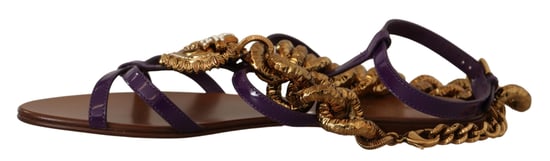 Dolce & Gabbana Dames Paarse Lederen Devotie Sandalen - Image 5