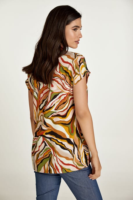 Mouwloze top met baksteenkleurige swirlprint - Image 3