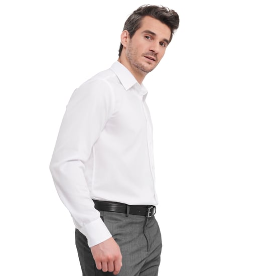 Russell Heren Ultimate Non-Iron Getailleerde Formele Overhemd met Lange Mouwen (Wit) - Image 4