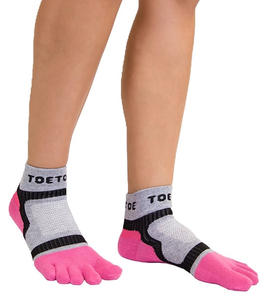 TOETOE - Heren & Dames Ademend Sport Lichtlopende Low Cut Teensokken - Roze - Image 2