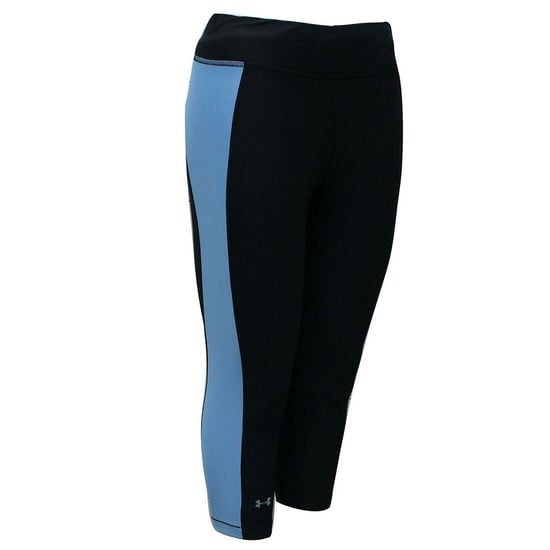 Under Armour HeatGear Stretch Waist Black Blue Womens Capri Leggings 1309652 008